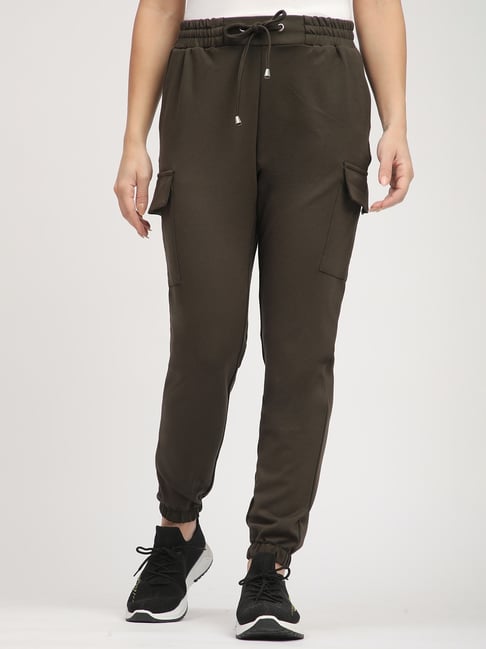 R&B Olive Polyester Mid Rise Joggers-picture-29