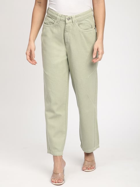 R&B Olive Cotton Straight Fit High Rise Jeans-picture-17