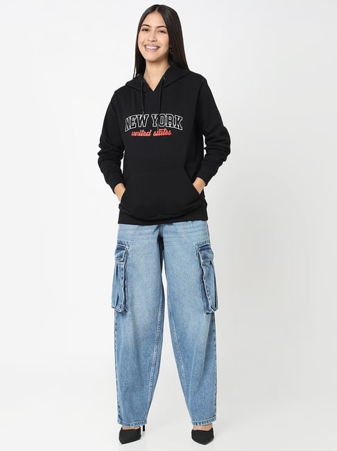 R&B Black Cotton Graphic Printed Hoodie-picture-45