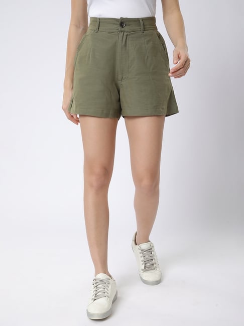R&B Olive Cotton Shorts-picture-33