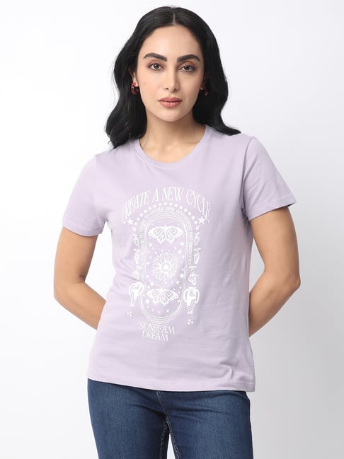R&B Lavender Cotton Graphic Print T-Shirt-picture-11