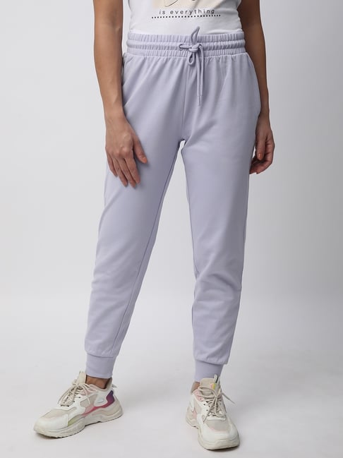 R&B Light Purple Cotton Mid Rise Joggers-picture-30