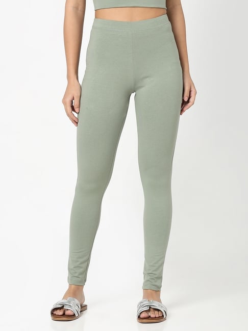 R&B Light Green Cotton Leggings-picture-32