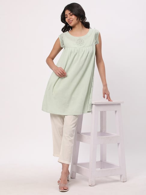 R&B Light Green Cotton Regular Fit Tunic-picture-28