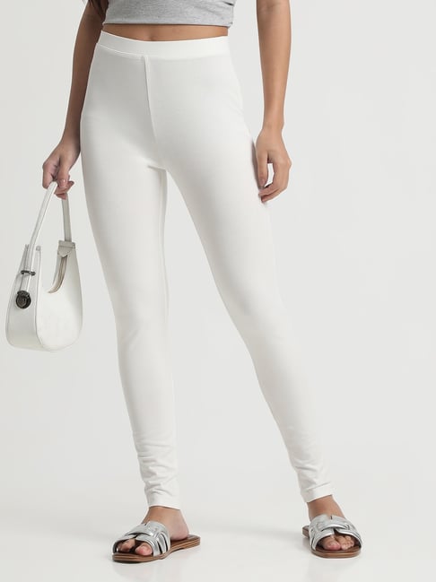 R&B White Cotton Leggings-picture-39