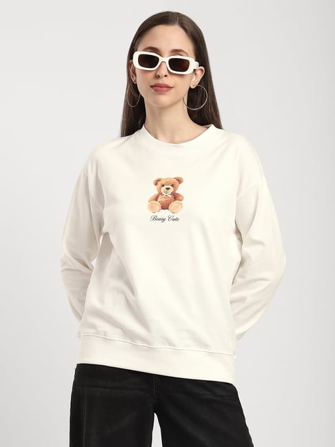 R&B White Cotton Graphic Printed Sweatshirt-picture-19