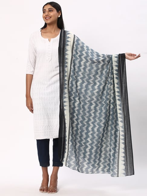 R&B Grey & White Cotton Printed Dupatta-picture-48