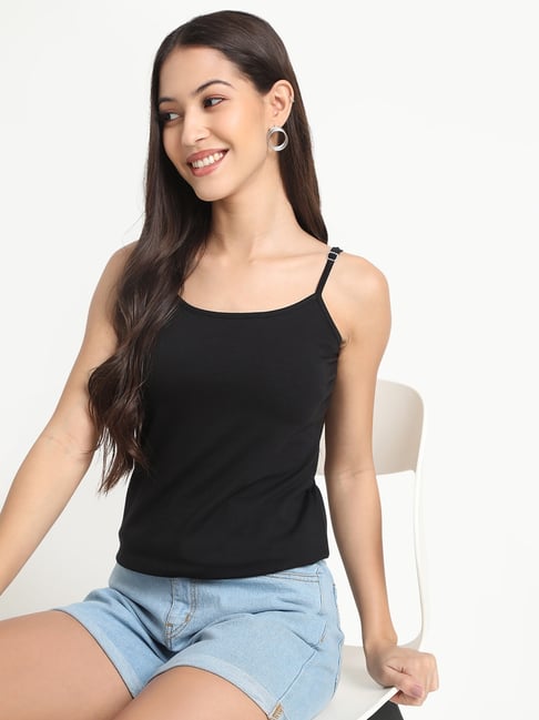 R&B Black Cotton Camisole