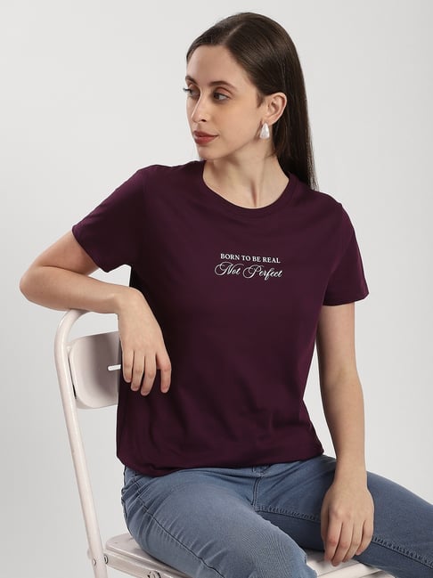 R&B Purple Cotton Graphic Print Regular Fit T-Shirt-picture-20