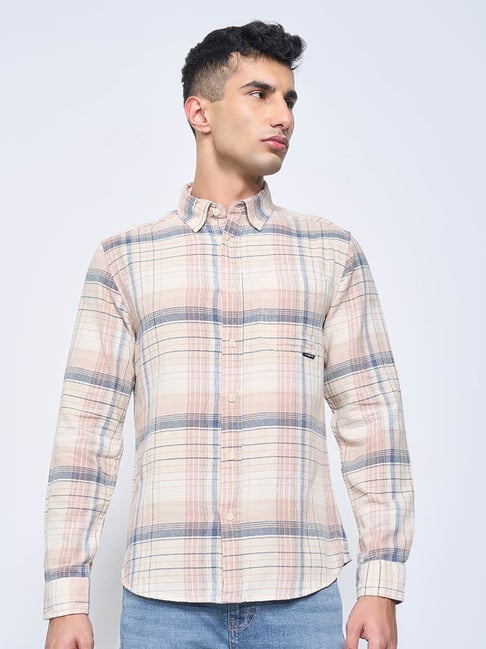 Sf Jeans By Pantaloons Beige Relaxed Fit Checks Shirt-picture-19