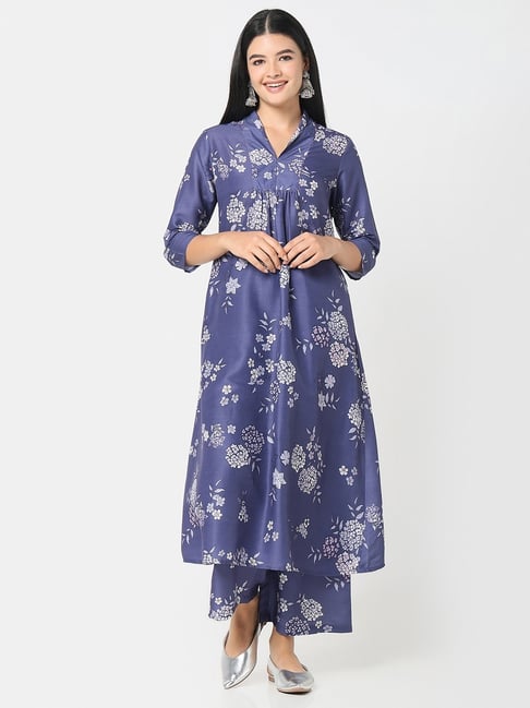 R&B Purple Polyester Floral Print Kurta-picture-33
