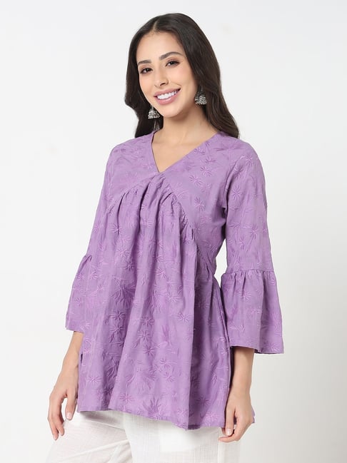 R&B Purple Cotton Regular Fit Top-picture-16