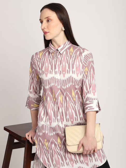R&B Lilac Viscose Abstract Straight Kurti-picture-11