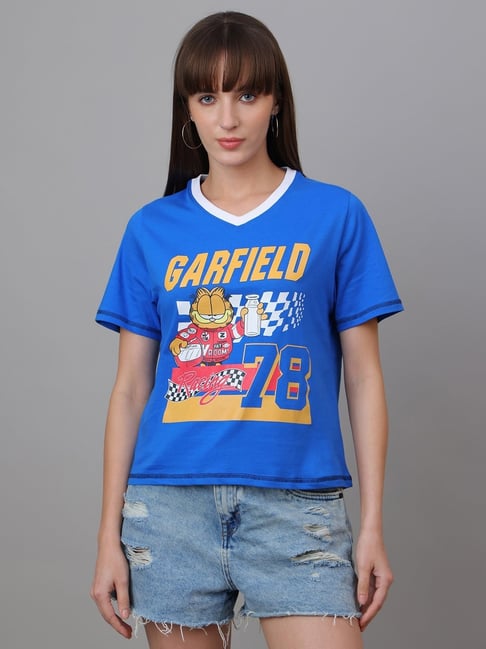 Free Authority Garfield Printed Regular Fit Tshirt For Women