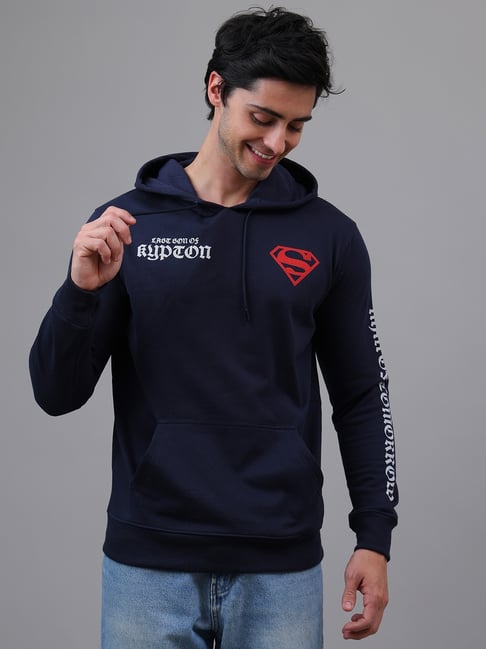 Free Authority Superman Printed Regular Fit Hoodie For Men-picture-44