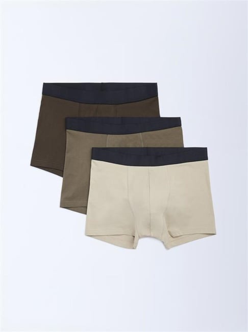 WES Lounge by Westside Brown Cotton Trunks - Pack of 3