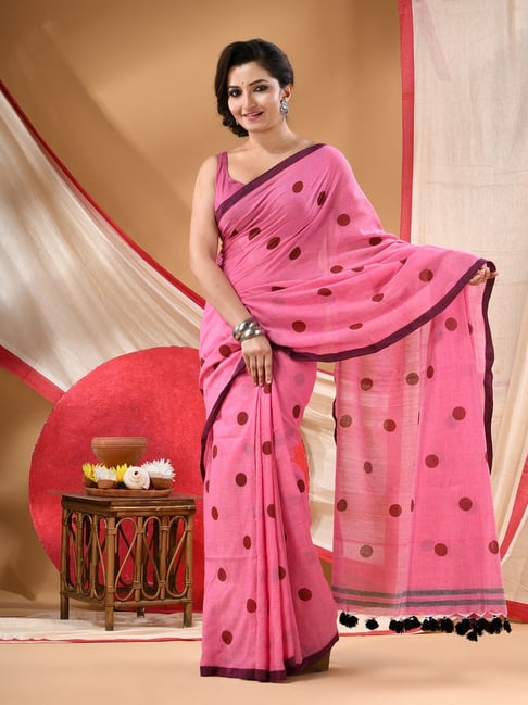 Desh Bidesh Rose Gold Cotton Printed Saree Without Blouse Piece-picture-18