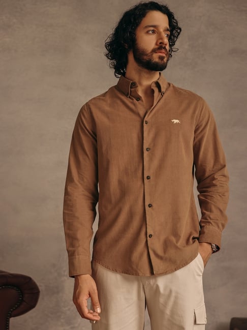 Andamen Brown Cotton Regular Fit Shirt-picture-24
