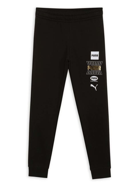 Puma Black Regular Fit Logo Printed Sweatpant