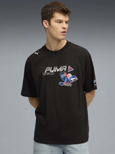 Puma Black Cotton Relaxed Fit Logo Printed T-Shirt-picture-22