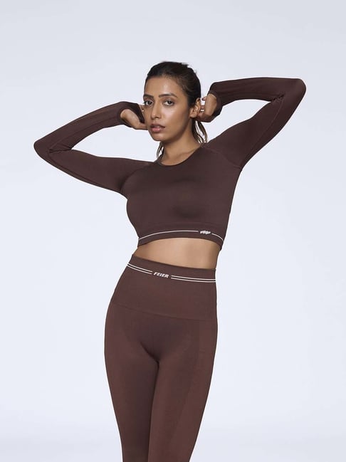 Feier Brown Regular Fit Sports Top