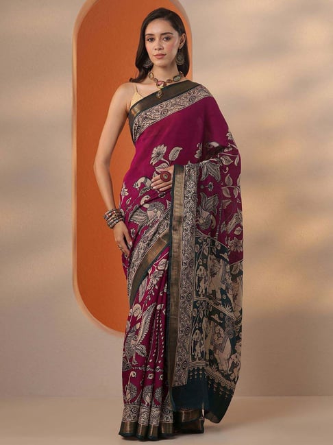 Libas Pink Printed Saree With Unstitched Blouse-picture-23