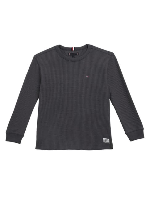 Tommy Hilfiger Grey Cotton Relaxed Fit Textured T-Shirt-picture-14