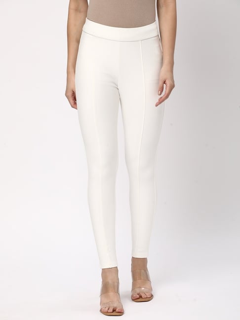 R&B White Viscose Slim Fit Leggings-picture-11