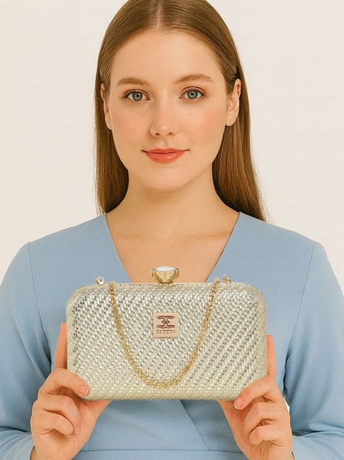 Esbeda Golden Textured Small Clutch