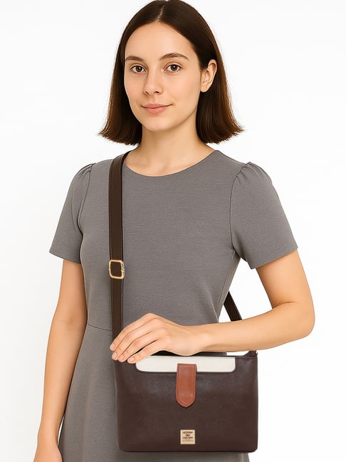 Esbeda Brown Color Block Small Cross Body Bag-picture-15