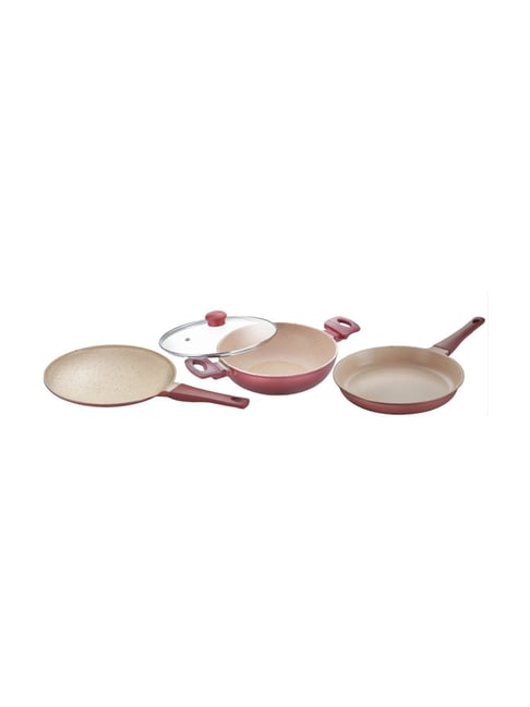 Prestige Maroon Aluminium Cookware Set 3400 ml - Set of 3