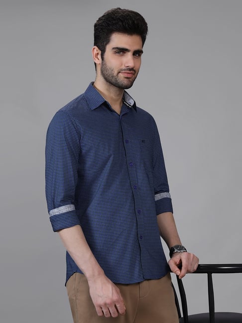 Kenneth Cole Blue Slim Fit Checks Shirt-image-42