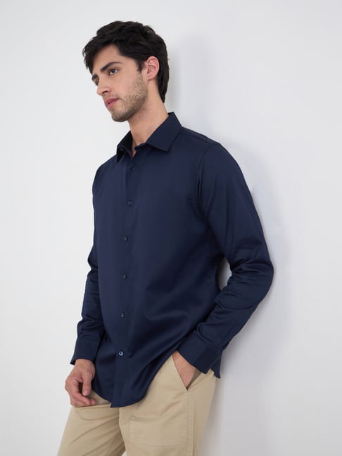 Styli Navy Cotton Slim Fit Shirt-image-29