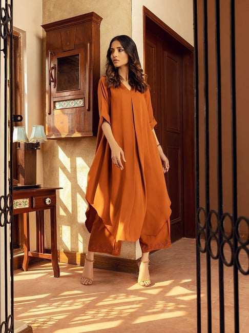 GoSriKi Women's Viscose Rayon Anarkali Solid Kurta with Palazzo-picture-12