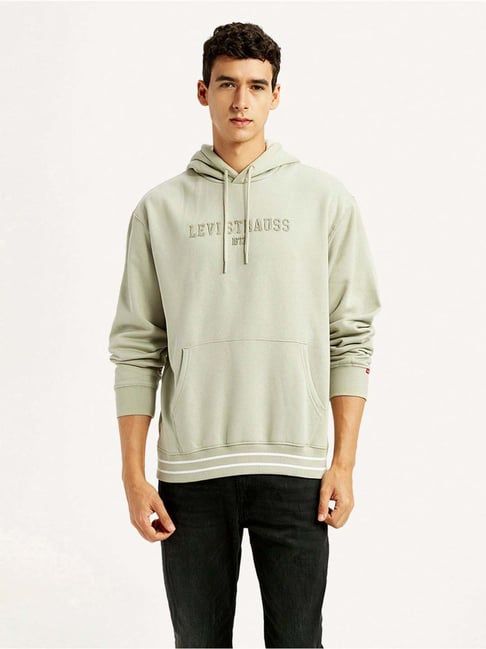 Levi's Beige Regular Fit Logo Printed Hooded Sweatshirt