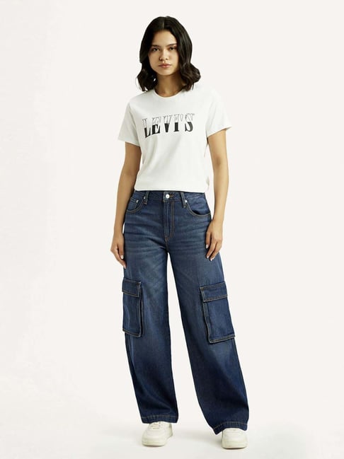 Levi's Dark Blue Cotton Loose Fit Jeans