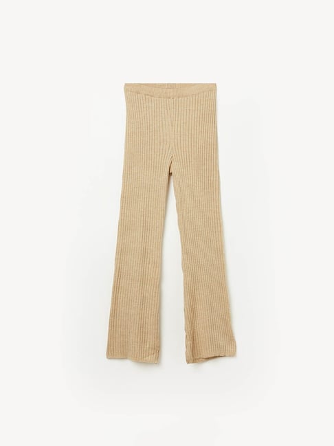 Fame Forever by Lifestyle Girls Beige Textured Trousers-picture-44