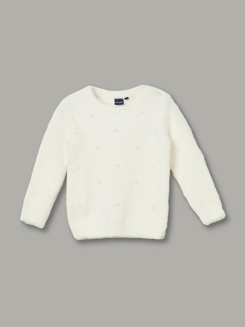 Juniors by Lifestyle Girls White Textured Sweater-picture-19