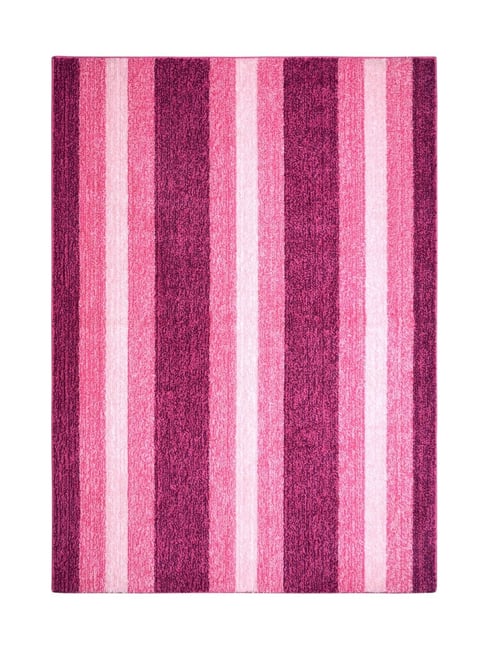 Saral Home Pink Microfiber Striped Antiskid Carpet (150 x 210 cm)
