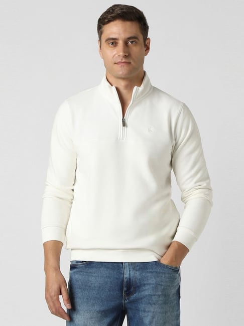 Peter England White Regular Fit Sweatshirt