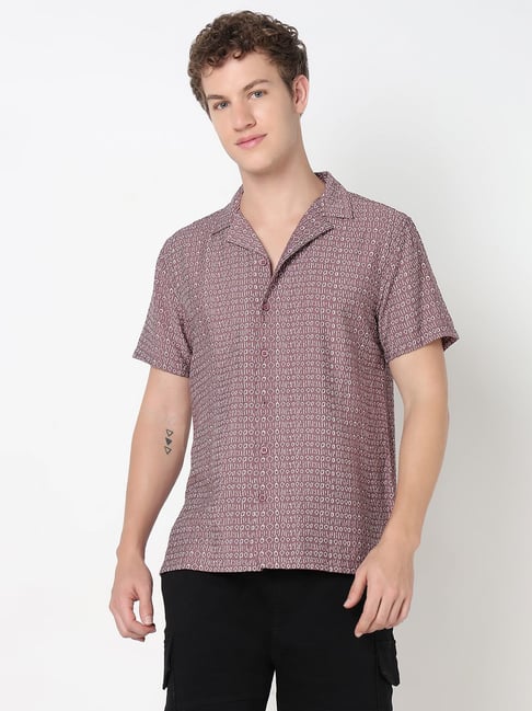 R&B Pink Regular Fit Geometric Shirt-picture-15