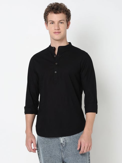 R&B Black Cotton Slim Fit Shirt-picture-17