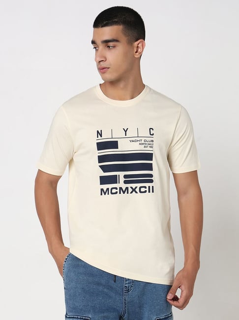 R&B Yellow Cotton Regular Fit Printed T-Shirt-picture-36
