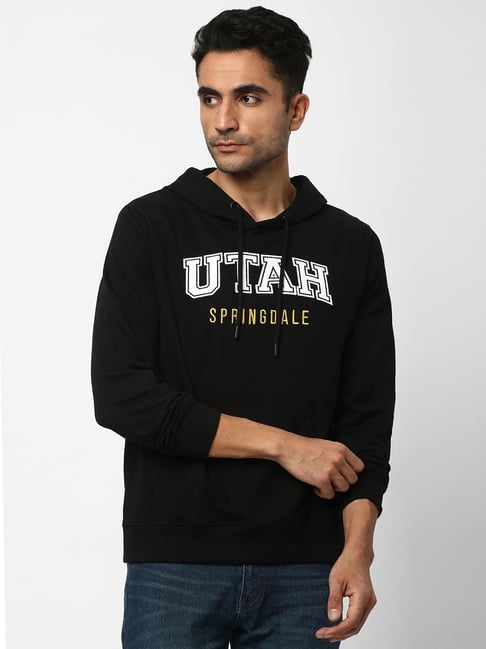 R&B Black Regular Fit Printed Hoodie-picture-15