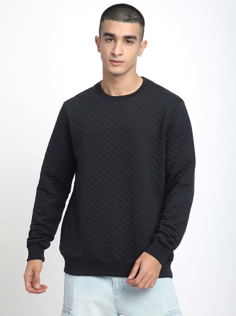 R&B Black Cotton Regular Fit Sweatshirt