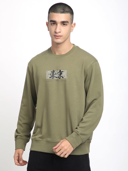 R&B Olive Regular Fit Printed Sweatshirt-picture-31