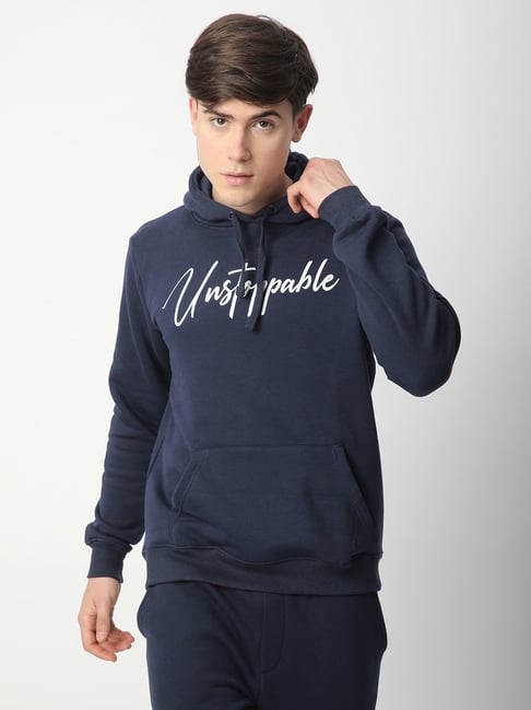 R&B Navy Regular Fit Printed Hoodie-picture-24