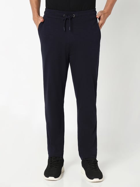 R&B Navy Cotton Regular Fit Trackpants-picture-15