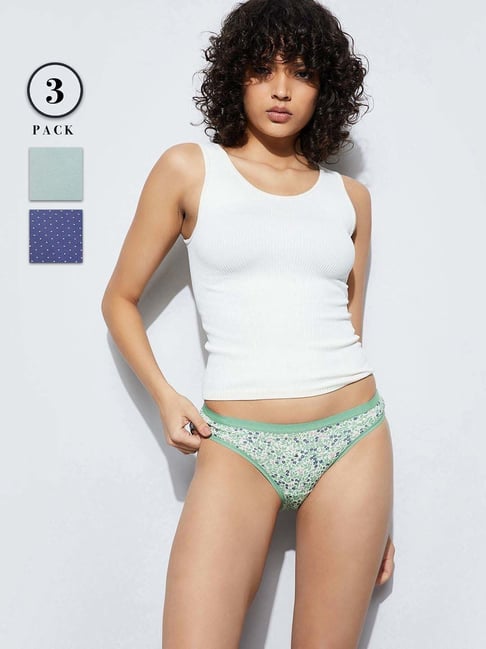 Ginger By Lifestyle Green & Blue Regular Fit Printed Panties