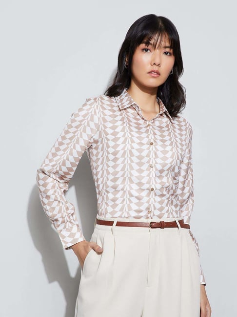 Code By Lifestyle Off White Regular Fit Printed Shirt-picture-30